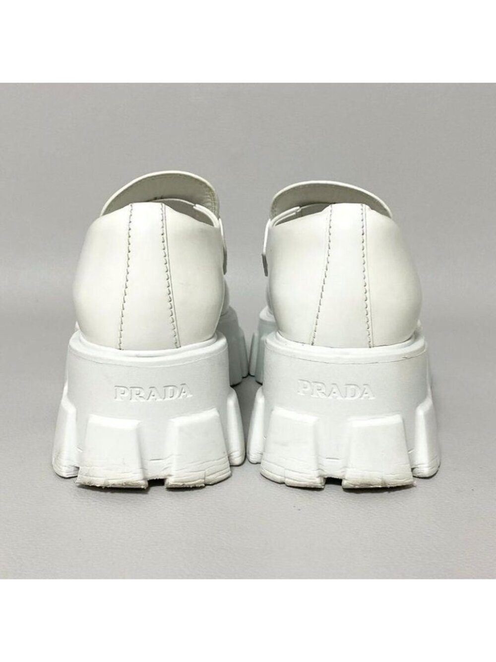 Prada Monolith Brushed Leather Loafers 36 White - Picture 4 of 10